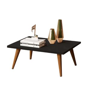 Mesa De Centro Retangular Sala Mdf Pé Palito Decorativa - Preto 65x35cm