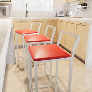 Jogo 4 Banqueta Alta Balcão Bistrô Branca Confort Ind Assento Estofado Don Castro Decor