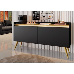 Buffet Gold 4 Portas - Preto / Mel