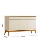 Ver imagem 4 de Buffet 140cm Sala Jantar 3 Portas Magnum Edn Off White/cedro