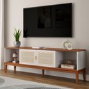 Ver imagem 1 de Rack para TV 75 Polegadas Viena Madeira Maciça 2 Portas 180cm Telinha Branco - Apaixone & Decore
