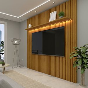 Painel para TV até 75 Polegadas Ripado com LED 185cm 100% MDF Nobre