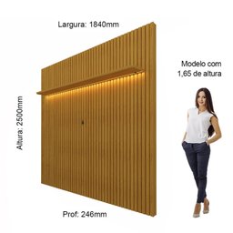 Painel para TV até 75 Polegadas Ripado com LED 185cm 100% MDF Nobre - 6