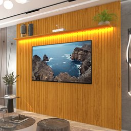 Painel para TV até 90 Polegadas Ripado com LED 230cm 100% MDF Nobre - 15