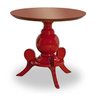 Mesa de Jantar Redonda 90Cm Tripé Global Vermelho e Imbuia - 1