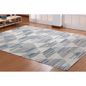 TAPETE BELGA 1,00 x 1,40 AZUL CINZA BEGE GEOMÉTRICO MODERNO NIAZZI MODERNO / GEOMÉTRICO