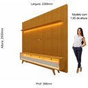 Ver imagem 4 de Rack com Painel Ripado para TV até 90 Polegadas 100% MDF com LED 229CMX250CM Pés em Madeira Maciça Elegance Yescasa Marrom