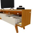 Ver mais imagens de Rack com Painel Ripado para TV até 90 Polegadas 100% MDF com LED 229CMX250CM Pés em Madeira Maciça Elegance Yescasa Marrom