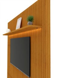 Rack com Painel Ripado para TV até 90 Polegadas 250cmx230cm LED 3 Gavetas com Rodízios 100% MDF - 9