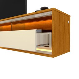 Rack com Painel Ripado para TV até 90 Polegadas 250cmx230cm LED 3 Gavetas com Rodízios 100% MDF - 6