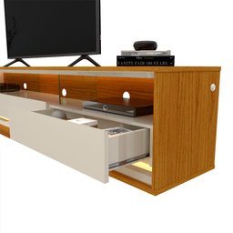 Rack com Painel Ripado para TV até 90 Polegadas 250cmx230cm LED 3 Gavetas com Rodízios 100% MDF - 7