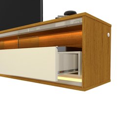 Rack com Painel Ripado para TV até 90 Polegadas LED 3 Gavetas com Rodízios 230cm Gelius Naturale 100% MDF - 7