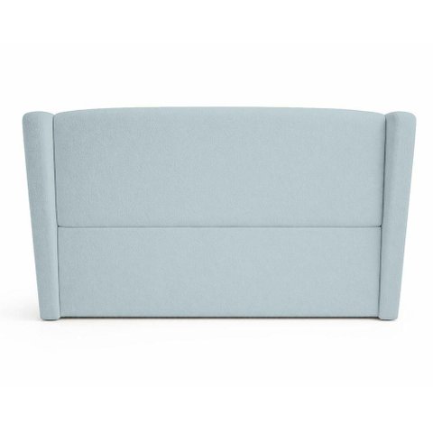 Cabeceira Cama Box Casal Catarina Fixação no Box Madeira Maciça Revestimento Suede Azul Claro
