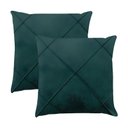 Ver imagem 1 de Kit 2 Capas para Almofada Drapeada em Veludo Quadrada 60x60 Verde Escuro