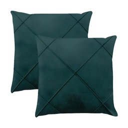 Kit 2 Capas para Almofada Drapeada em Veludo Quadrada 60x60 Verde Escuro - 1