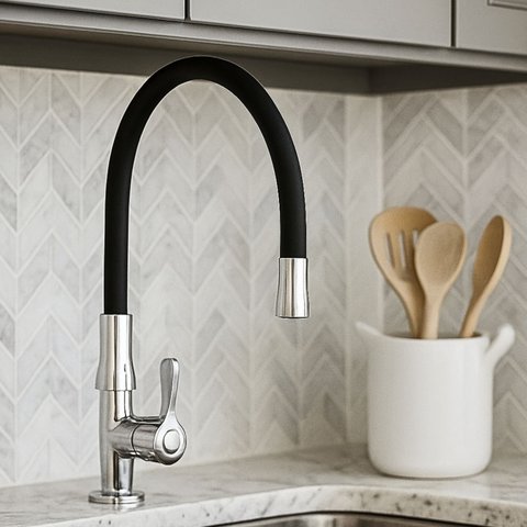 Lux Torneira Tubo Flexível de Bancada Preta 360° 1/4 de Volta com Acionamento Suave Preto