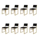Ver imagem 1 de Kit 8 Cadeiras Industrial Isa Veludo Preto Base Dourado para Mesa Sala Cozinha - Dourado/preto