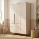 Ver imagem 1 de Guarda-Roupa Infantil 100% MDF 3 Portas e 2 Gavetas Retrô Melinda Off White