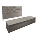 Ver imagem 2 de Conjunto Cabeceira Casal e Recamier Baú 1,95m Madrid Suede Bege Dal Poz Estofados
