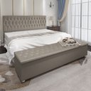 Ver imagem 1 de Conjunto Cabeceira Casal e Recamier Baú 1,95m Madrid Suede Bege Dal Poz Estofados