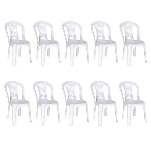 Kit 10 Cadeira Plástica Bistrô Boa Viagem Branca 154kg Tramontina