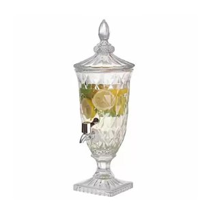 Suqueira de Cristal Dispenser de Bebidas Vidro 2l com Torneira Luxo Vintage