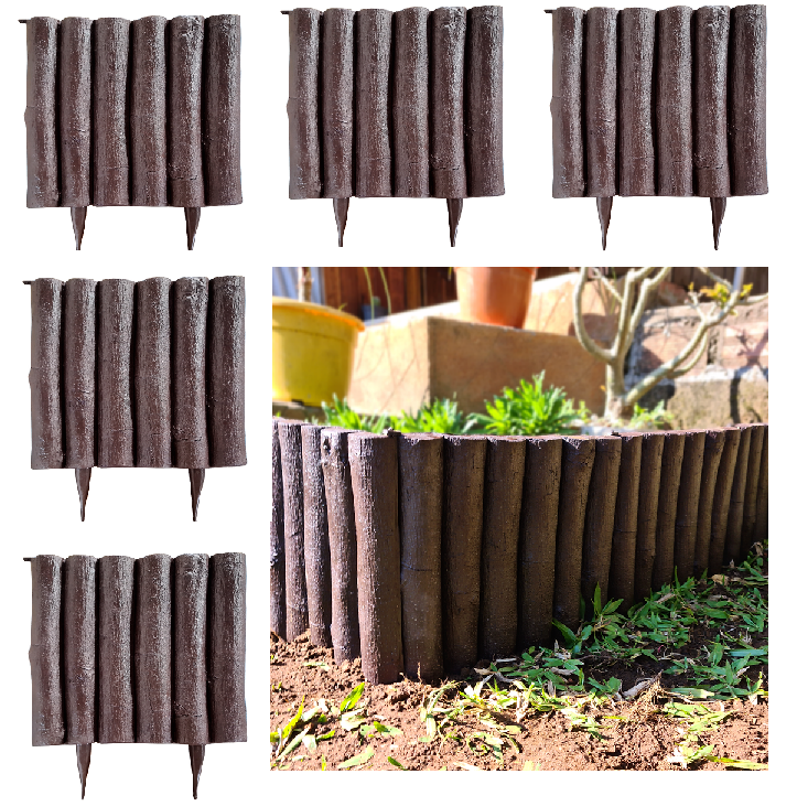 10 metros Cercas Decorativa Jardim De Plástico Marron kit 32 - 2