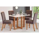 Ver imagem 1 de Conjunto: Mesa Sala Jantar Natalí C/ Tampo Madeirado C/ Vidro Curvo 120x80cm e 4 Cadeiras Malu