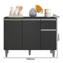 Ver imagem 4 de Balcão de Cozinha Vanessa 105cm Cinza com Tampo Mdp - Ajl Móveis
