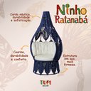 Ver imagem 3 de Ninho em Aço e Corda Náutica Azul Ratanabá com Base Chão e Almofada em Courino Branco