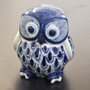 Ver imagem 2 de Coruja Decorativa Enfeite Porcelana Azul E Branca 22x20:Azul