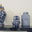 Ver imagem 6 de Coruja Decorativa Enfeite Porcelana Azul E Branca 22x20:Azul