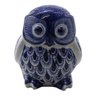 Coruja Decorativa Enfeite Porcelana Azul E Branca 22x20:Azul - 1