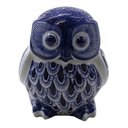 Ver imagem 1 de Coruja Decorativa Enfeite Porcelana Azul E Branca 22x20:Azul