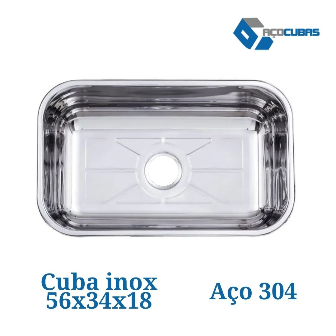 Cuba Nº2 Aço Cubas Inox 304 56x34x18 Luxo Frisada - 3