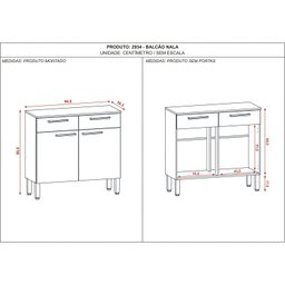 Balcão de Cozinha 2 Portas 2 Gavetas 90,9cm Nala - 4