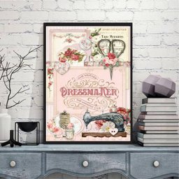 Quadro Decorativo Atelier De Costura 33x24cm - com vidro:Madeira branca - 2