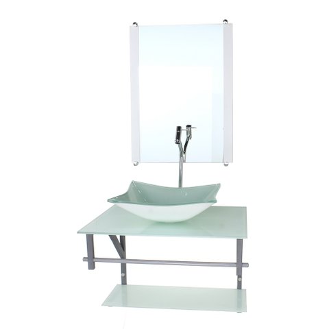 GABINETE DE VIDRO PARA BANHEIRO 60CM AC CUBA RETANGULAR BRANCO FULL