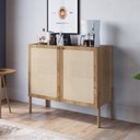 Ver imagem 1 de Balcão Bar 2 Portas 93cm Palhinha Pé Madeira Oslo Marrom/Hanover
