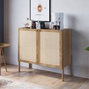 Ver imagem 1 de Balcão Bar 2 Portas 93cm Palhinha Pé Madeira Oslo Marrom/Hanover