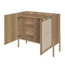 Ver imagem 4 de Balcão Bar 2 Portas 93cm Palhinha Pé Madeira Oslo Marrom/Hanover