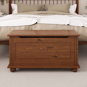 Baú Quarto Banco Organizador Madeira Castanho Bristol Idimex