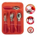 Ver imagem 1 de Jogo De Talheres 25 Peças Vermelho Com Suporte Gaveta