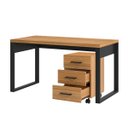 Ver imagem 1 de Mesa Escrivaninha com Gaveteiro Office Industrial 135x68 Cm Mdf Freijó Preto Pradel