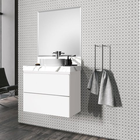 Conjunto para Banheiro 1 Espelho Bisotê 1 Gabinete 1 Lavatório para Cuba Blu Lavatórios 