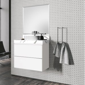 Conjunto para Banheiro 1 Espelho Bisotê 1 Gabinete 1 Lavatório para Cuba Blu Lavatórios