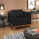 Ver imagem 3 de Kit Sofá 3 Lugares e 2 Poltronas Europa 180 cm Estilo Conforto e Elegância Suede Preto - ADJ Decor