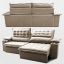 Ver imagem 7 de Sofá Retrátil e Reclinável 2,80m Molas Ensacadas Dream Velusoft Bege Cama Inbox