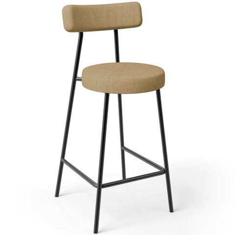 Banqueta Baixa para Cozinha Sala de Jantar Bar Bancada Milão L02 Linho Bege Escuro - lyam decor Lyam