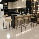 Ver imagem 2 de Banqueta Baixa para Cozinha Sala de Jantar Bar Bancada Milão L02 Linho Bege Escuro - lyam decor Lyam